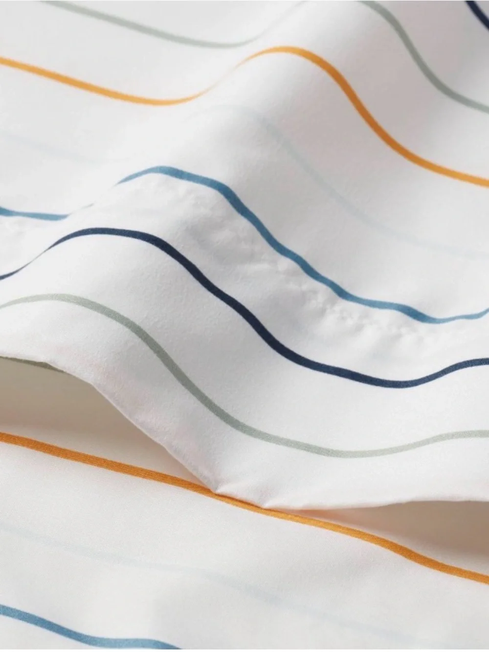New FULL SHEET SET Striped Sheet Set - White with Blue & Yellow Stripes